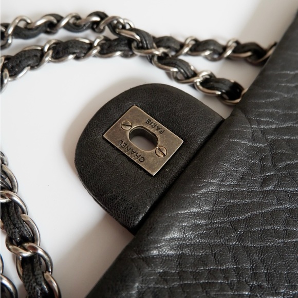 Authentic Preowned Chanel Black Lambskin Single Flap Bag Silver Hardware - Picture 9 of 14